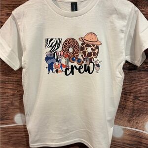 Gildan White 'Zoo Crew' Graphic Tee with Safari Animal Prints